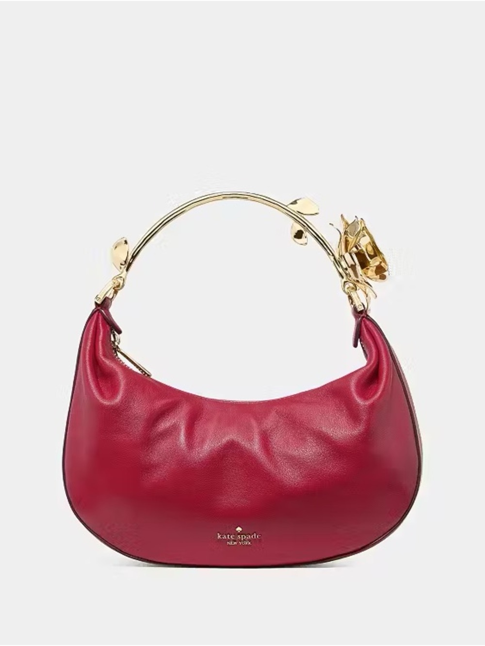 ♠️Kate spade New York Selene Gold Metal 3D Floral Handle Bag, Red Jam NWT